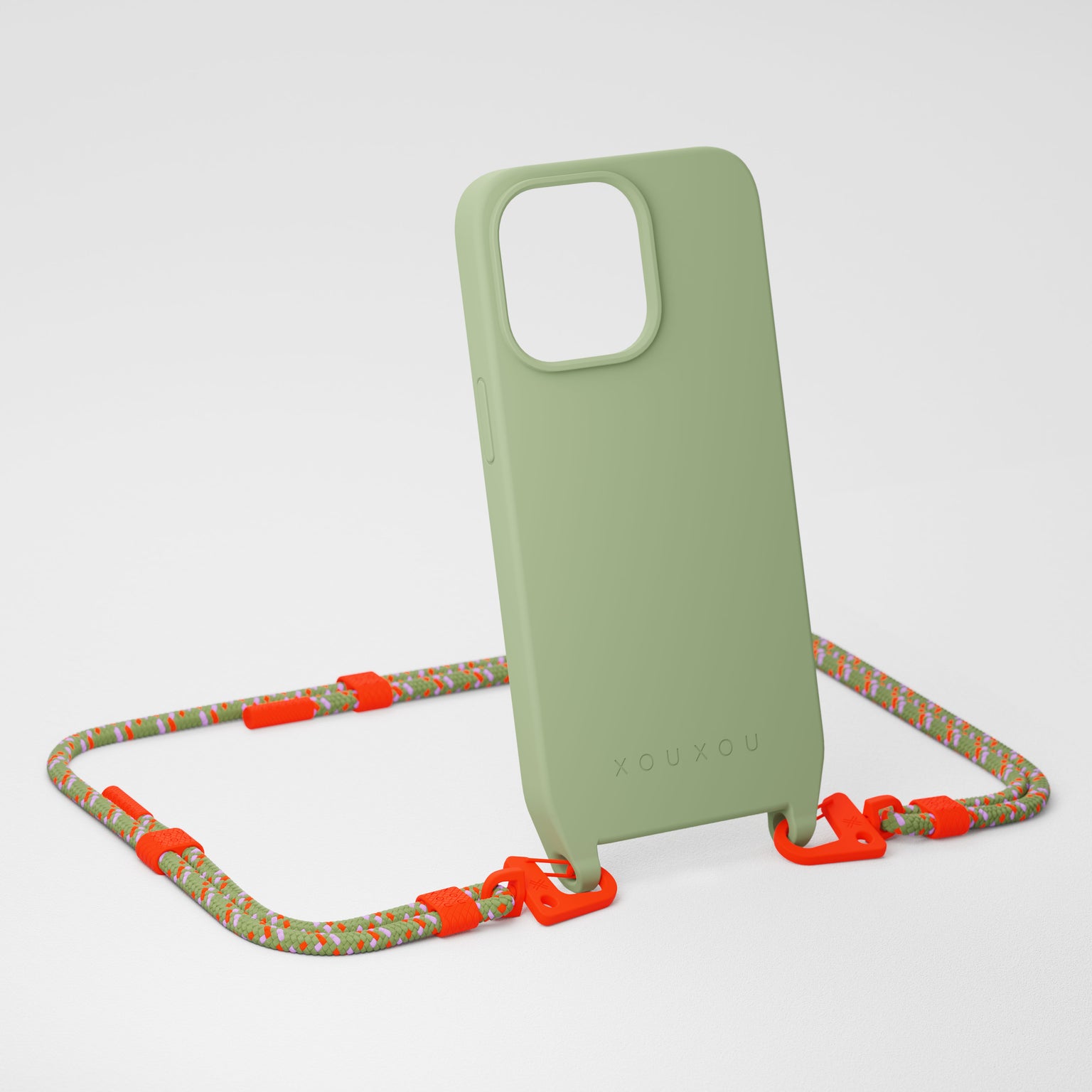 Light Olive + Orange Camouflage Phone Necklace