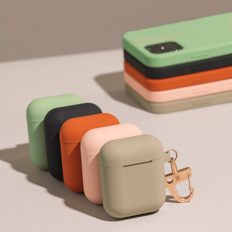 Colorful AirPods cases with matching Phone Cases