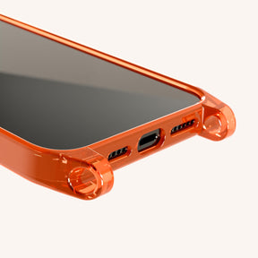 Phone Case with Eyelets in Neon Orange Clear