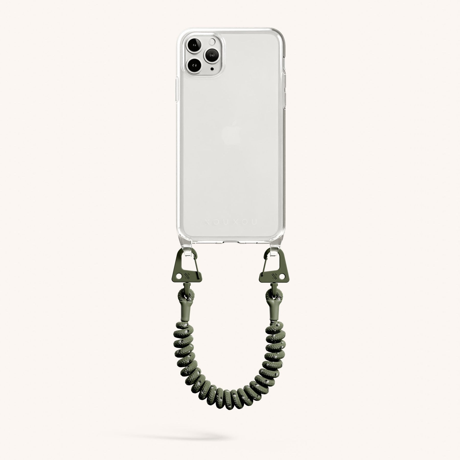 Phone Case with Spiral Rope in Clear + Moss