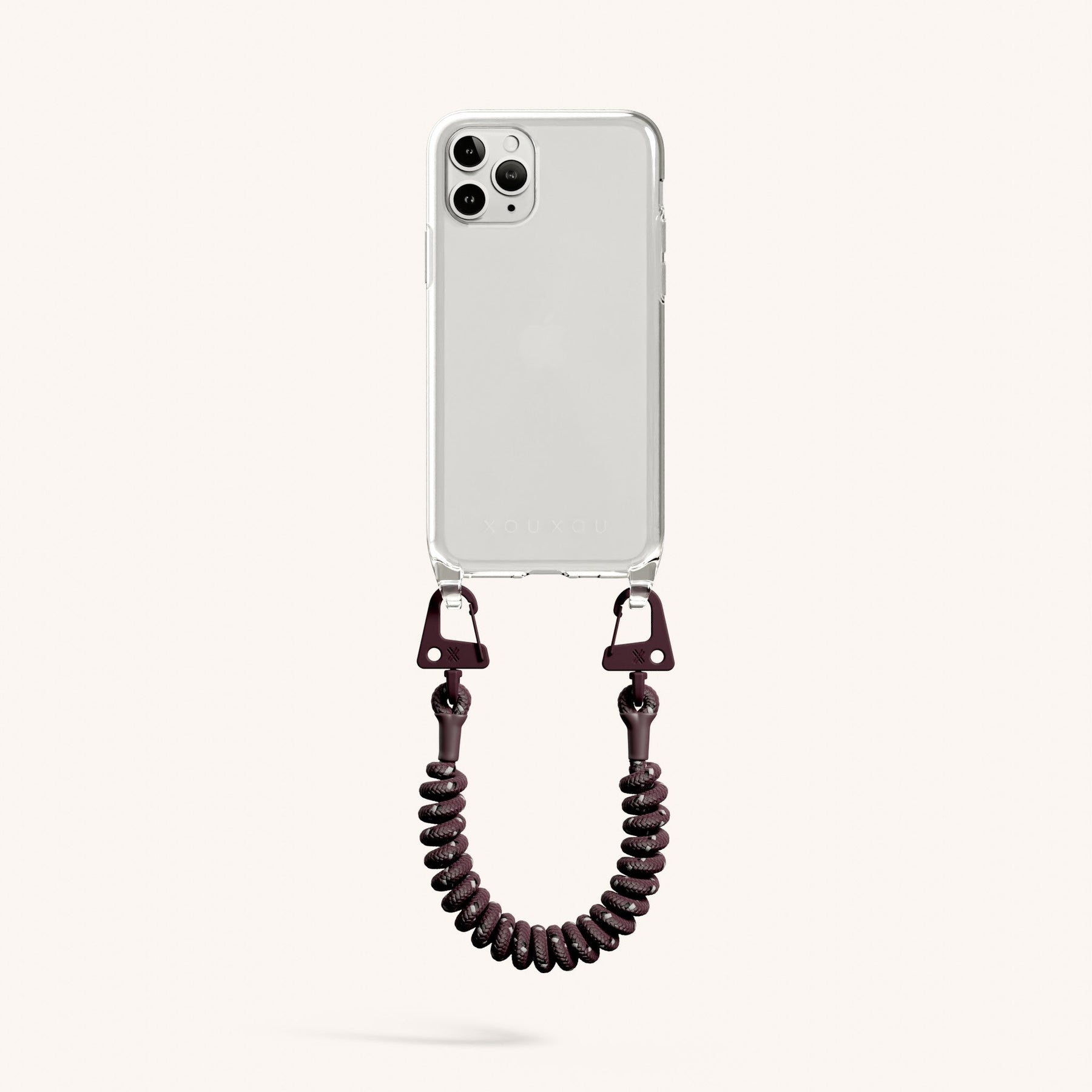 Phone Case with Spiral Rope in Clear + Burgundy