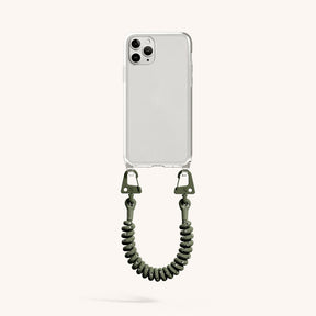 Phone Case with Spiral Rope in Clear + Moss