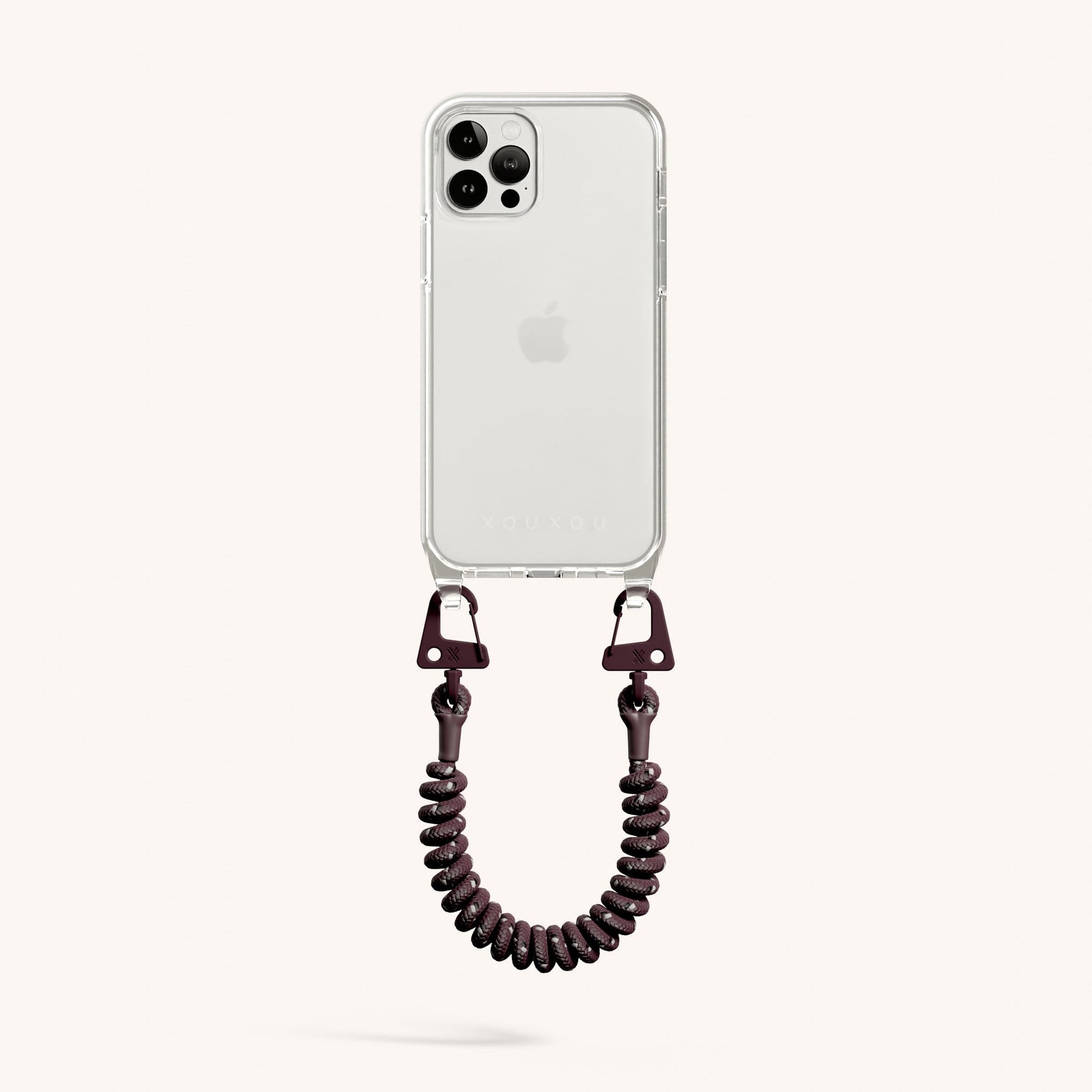 Phone Case with Spiral Rope in Clear + Burgundy