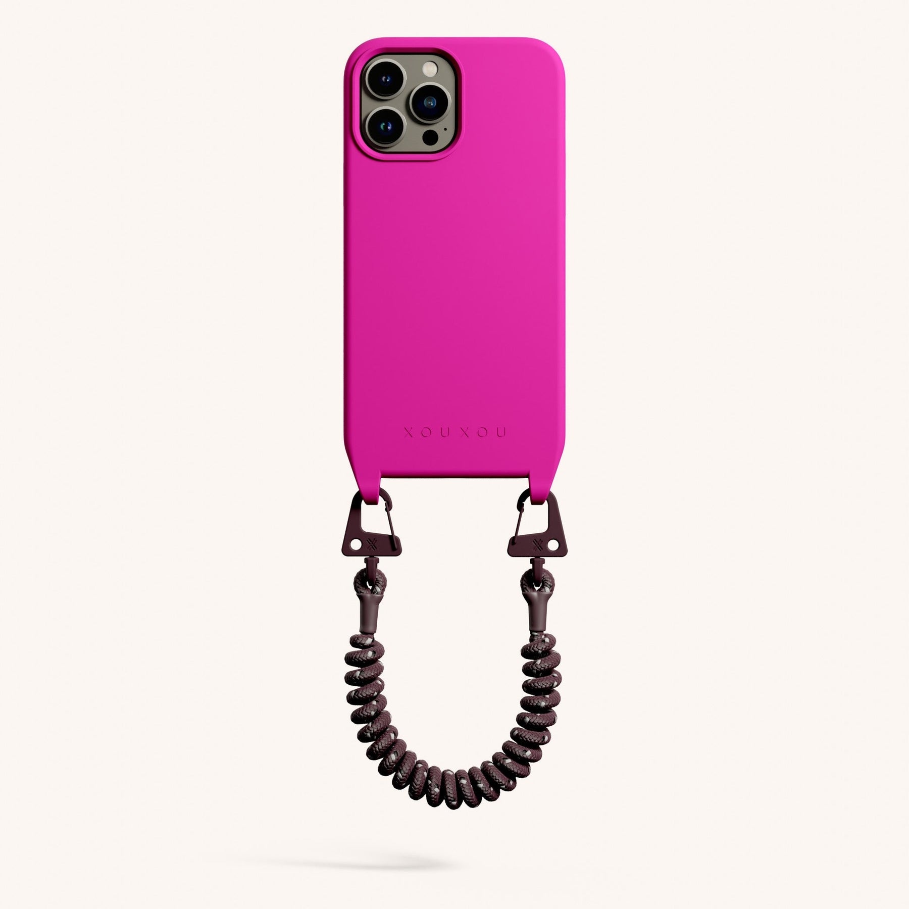 Phone Case with Spiral Rope in Power Pink + Burgundy