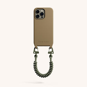 Phone Case with Spiral Rope in Taupe + Moss