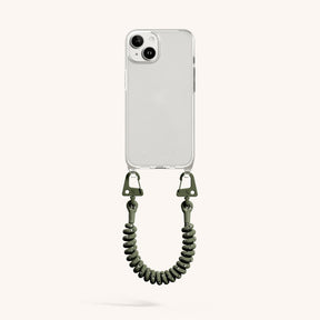 Phone Case with Spiral Rope in Clear + Moss