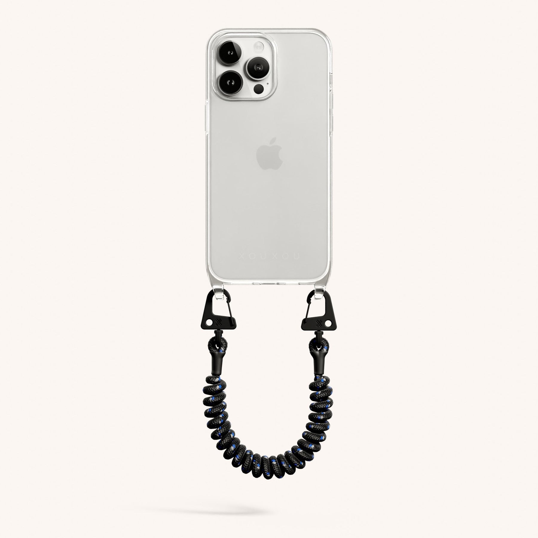 Phone Case with Spiral Rope in Clear + Black