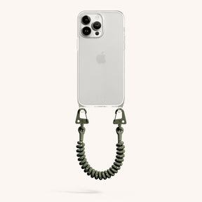 Phone Case with Spiral Rope in Clear + Moss