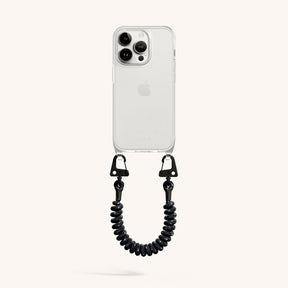 Phone Case with Spiral Rope in Clear + Black