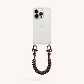 Phone Case with Spiral Rope in Clear + Burgundy