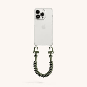 Phone Case with Spiral Rope in Clear + Moss