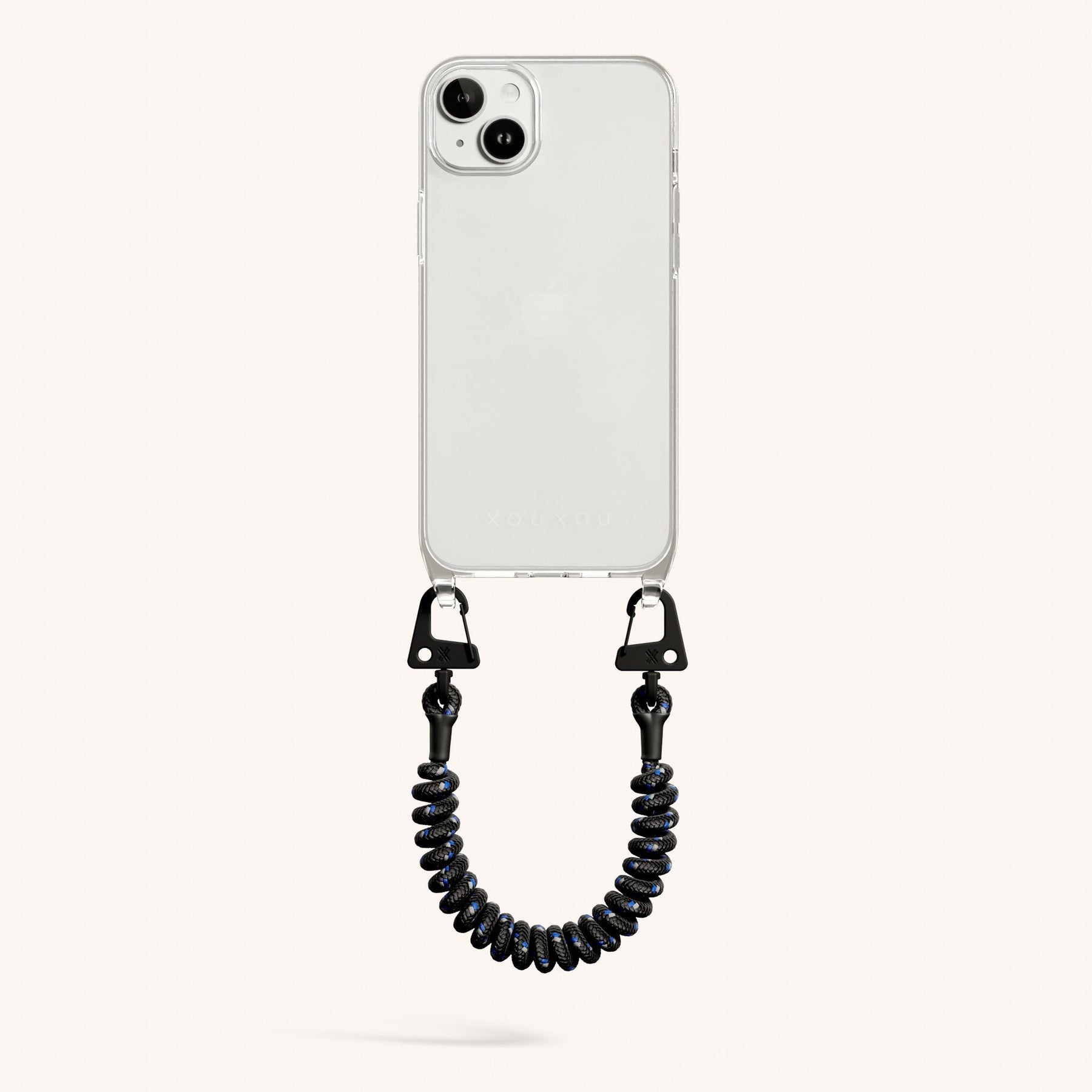 Phone Case with Spiral Rope in Clear + Black