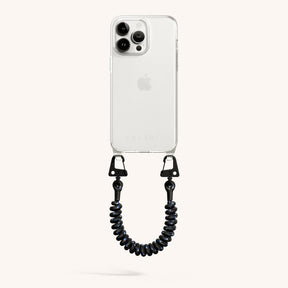 Phone Case with Spiral Rope in Clear + Black