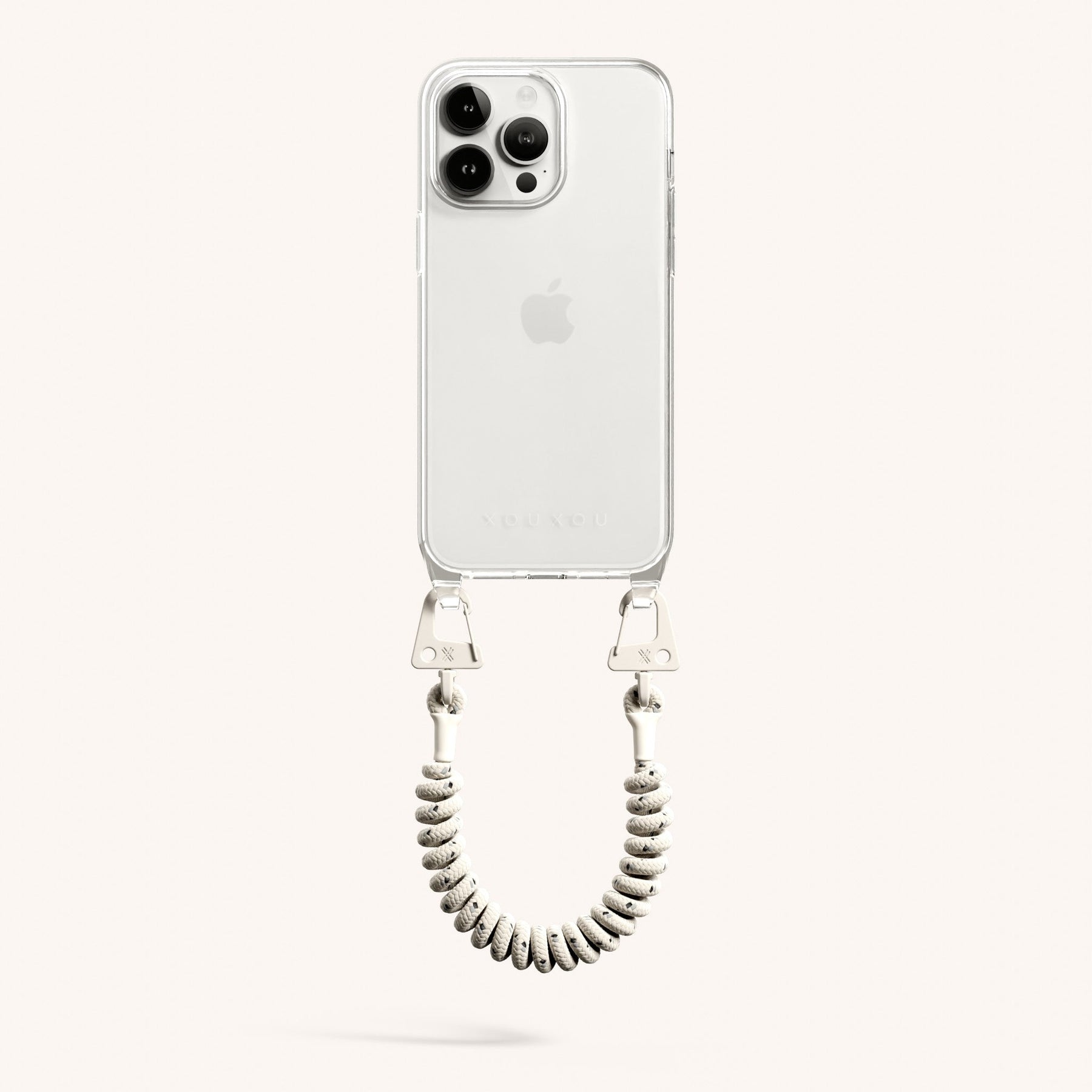 Phone Case with Spiral Rope in Clear + Chalk