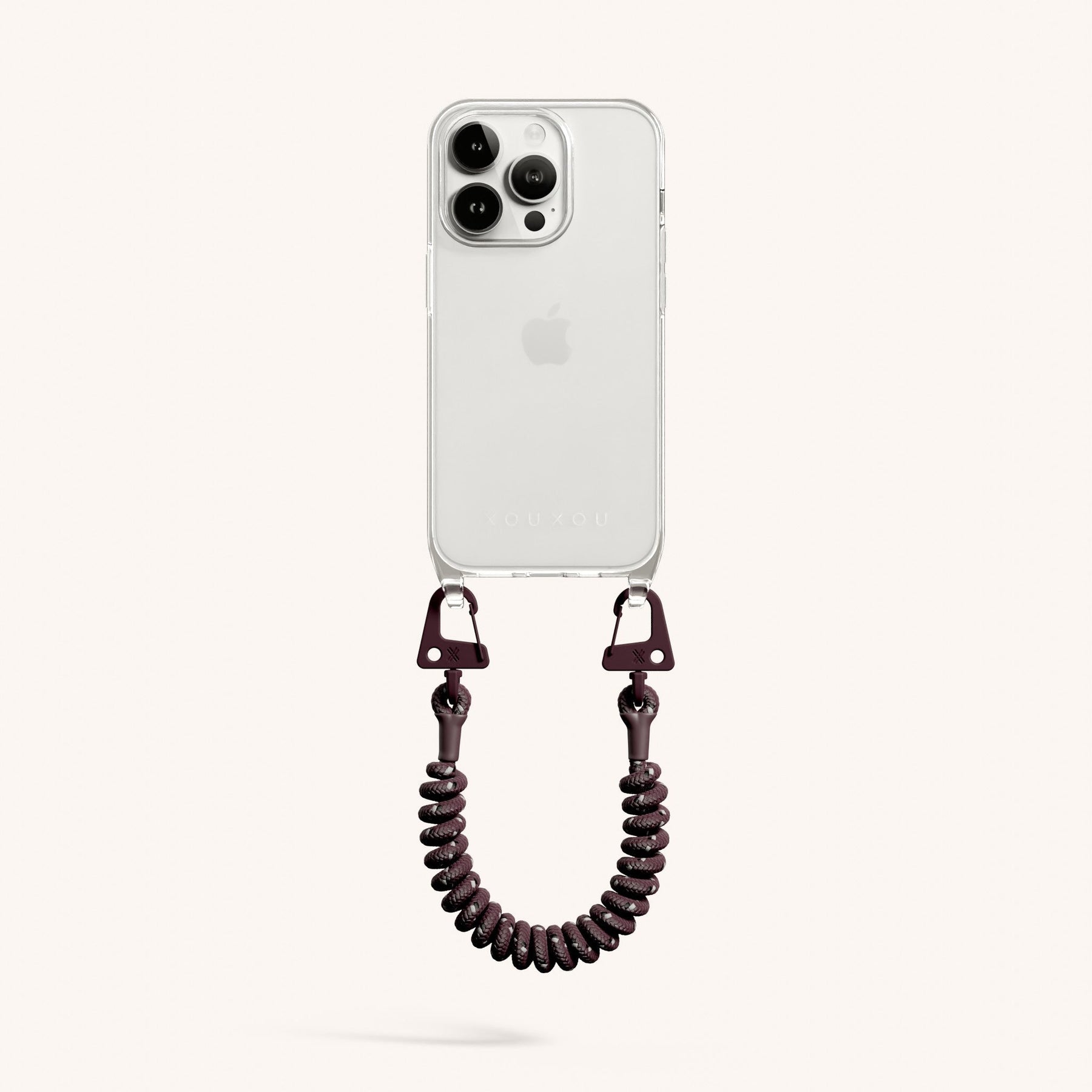 Phone Case with Spiral Rope in Clear + Burgundy