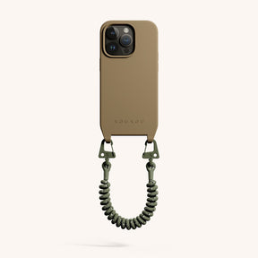 Phone Case with Spiral Rope in Taupe + Moss