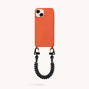 Phone Case with Spiral Rope in Neon Orange Clear + Black