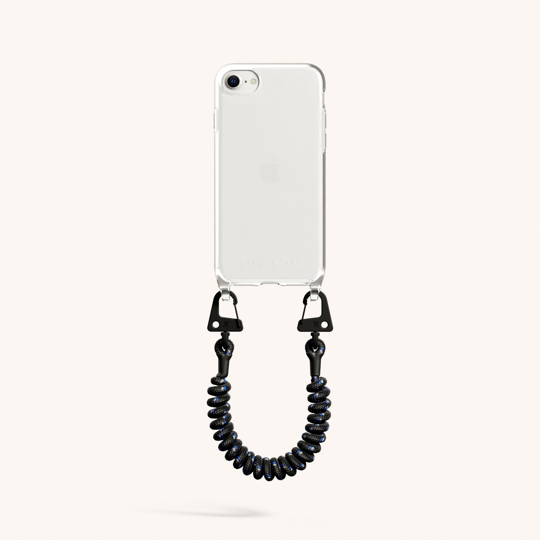 Phone Case with Spiral Rope in Clear + Black