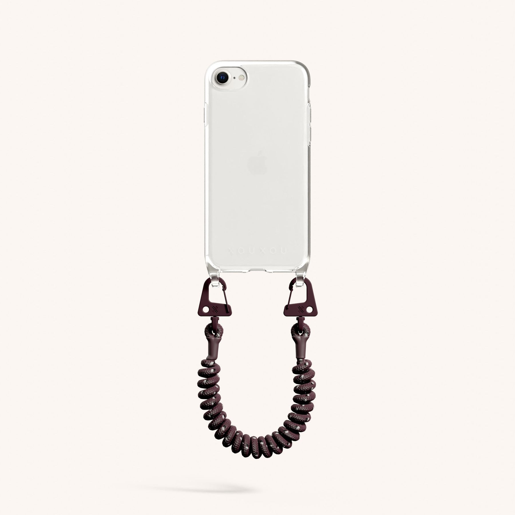 Phone Case with Spiral Rope in Clear + Burgundy