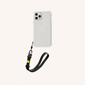 Phone Case with Wrist Strap in Clear + Black