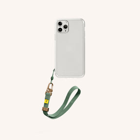 Phone Case with Wrist Strap in Clear + Sage