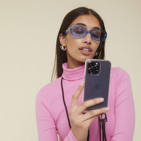 Phone Necklace with Carabiner Rope in Clear + Vibrant Pastel