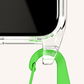 Phone Necklace with Carabiner Rope in Clear + Acid