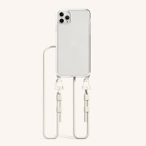 Phone Necklace with Carabiner Rope in Clear + Chalk