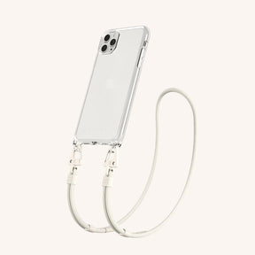 Phone Necklace with Carabiner Rope in Clear + Chalk