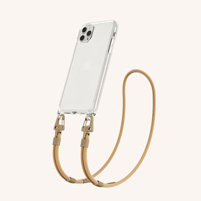 Phone Necklace with Carabiner Rope in Clear + Sand