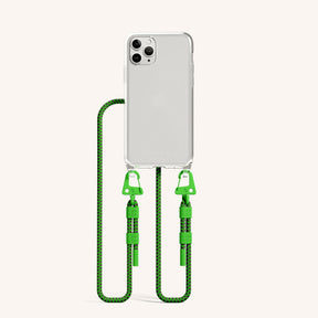 Phone Necklace with Carabiner Rope in Clear + Acid