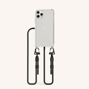 Phone Necklace with Carabiner Rope in Clear + Ash