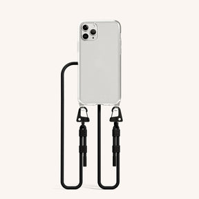 Phone Necklace with Carabiner Rope in Clear + Black