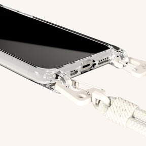 Phone Necklace with Carabiner Rope in Clear + Chalk