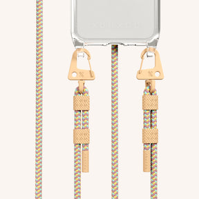 Phone Necklace with Carabiner Rope in Clear + Palm Springs