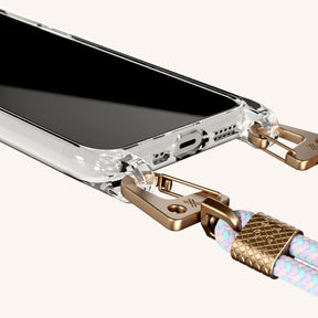 Phone Necklace with Carabiner Rope in Clear + Vibrant Pastel