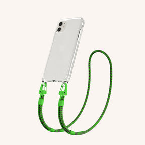 Phone Necklace with Carabiner Rope in Clear + Acid