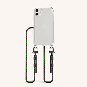 Phone Necklace with Carabiner Rope in Clear + Ash