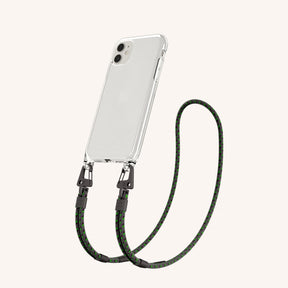 Phone Necklace with Carabiner Rope in Clear + Ash