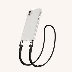 Phone Necklace with Carabiner Rope in Clear + Black