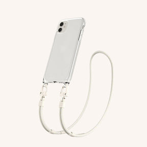 Phone Necklace with Carabiner Rope in Clear + Chalk