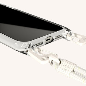 Phone Necklace with Carabiner Rope in Clear + Chalk