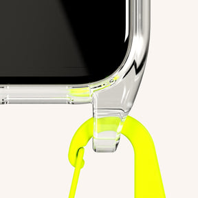 Phone Necklace with Carabiner Rope in Clear + Neon Camouflage