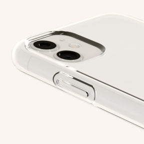 Phone Necklace with Carabiner Rope in Clear + Orange Camouflage