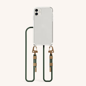 Phone Necklace with Carabiner Rope in Clear + Sage