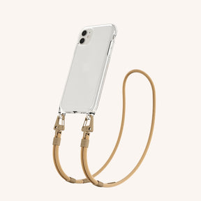 Phone Necklace with Carabiner Rope in Clear + Sand