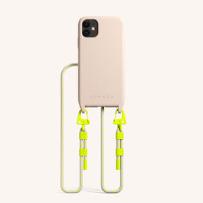 Phone Necklace with Carabiner Rope in Powder Pink + Neon Camouflage