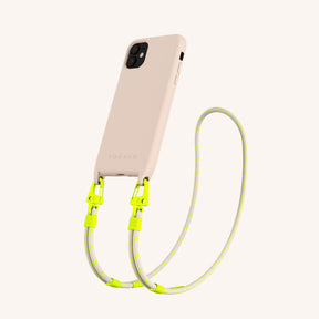 Phone Necklace with Carabiner Rope in Powder Pink + Neon Camouflage