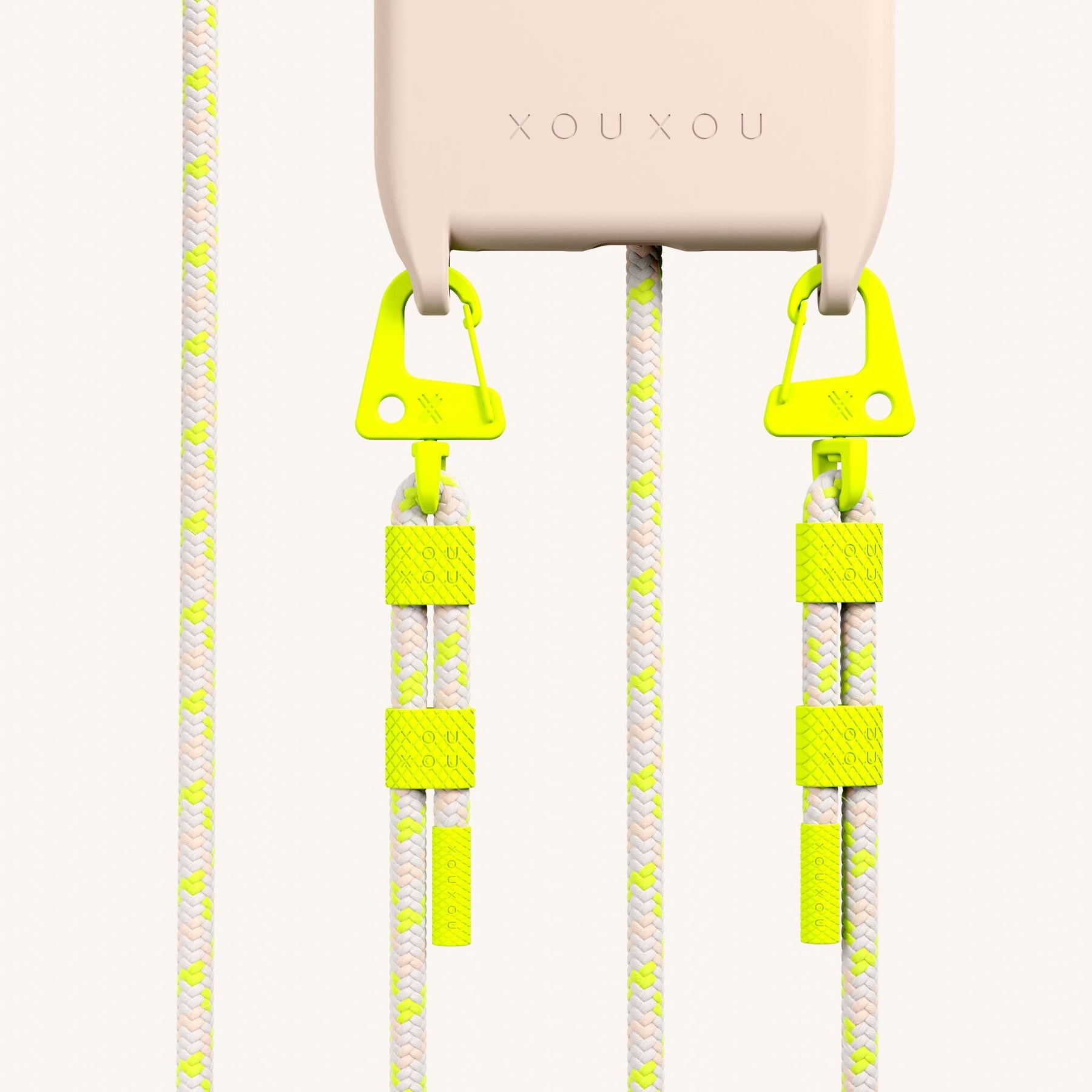 Phone Necklace with Carabiner Rope in Powder Pink + Neon Camouflage