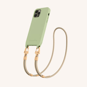 Phone Necklace with Carabiner Rope in Light Olive + Palm Springs